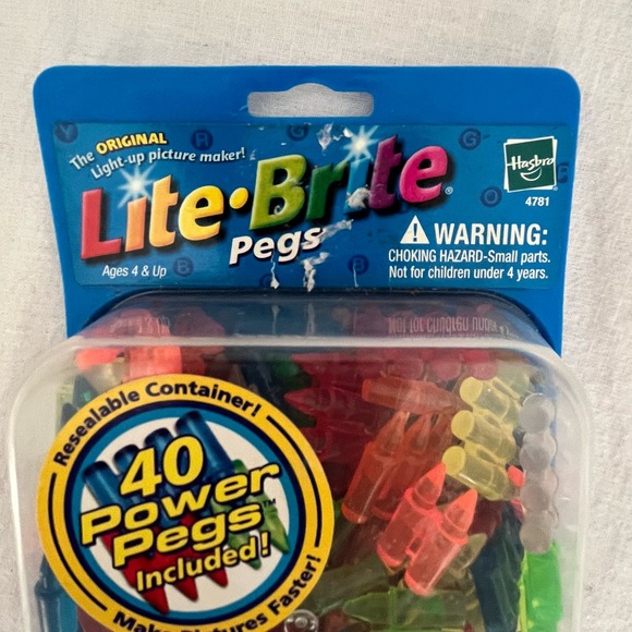 Vtg 2001 Hasbro Lite Brite Pegs 200 pc Replacement 40 Power Pegs  Classic Toy - Picture 3 of 4